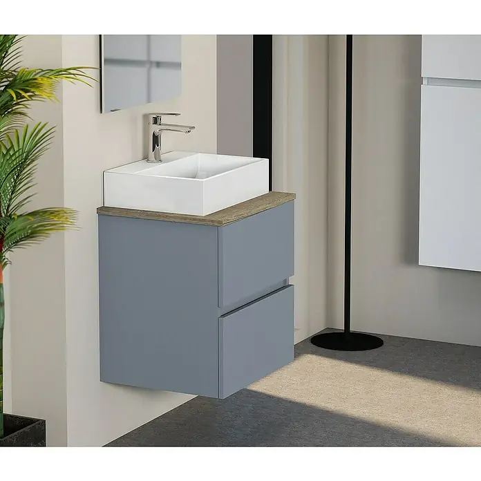 Mueble de lavabo Fons - 39 x 50 x 56 cm, Azul, Mate - Foto ambiente