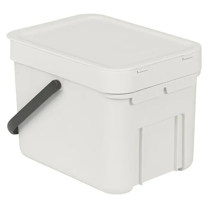 Brabantia Cubo de la basura Sort & Go - 6 l, Gris, Rectangular, Plástico - Vista angular