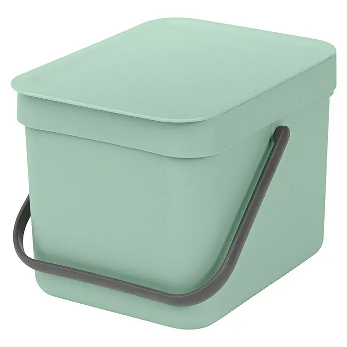 Brabantia Cubo de la basura Sort & Go - 6 l, Verde, Rectangular, Plástico - Vista angular