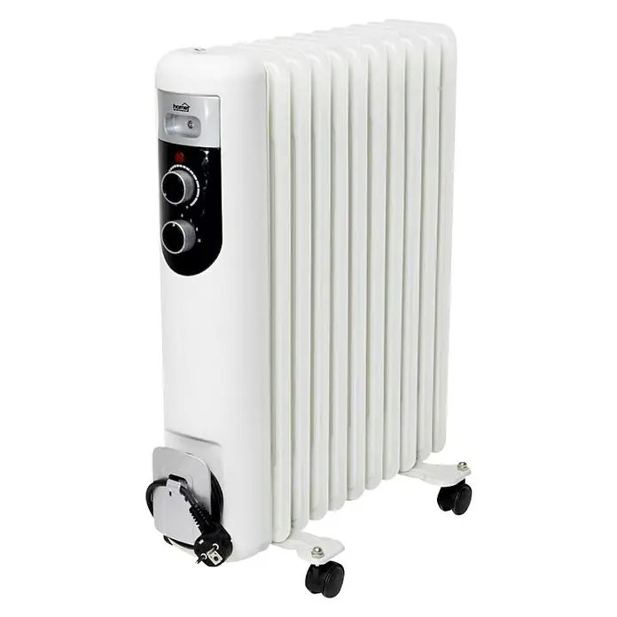 Uljni radijator - 2.000 W, Bijele boje, D x Š x V: 51 x 23 x 60 cm - Dijagonalni pogled