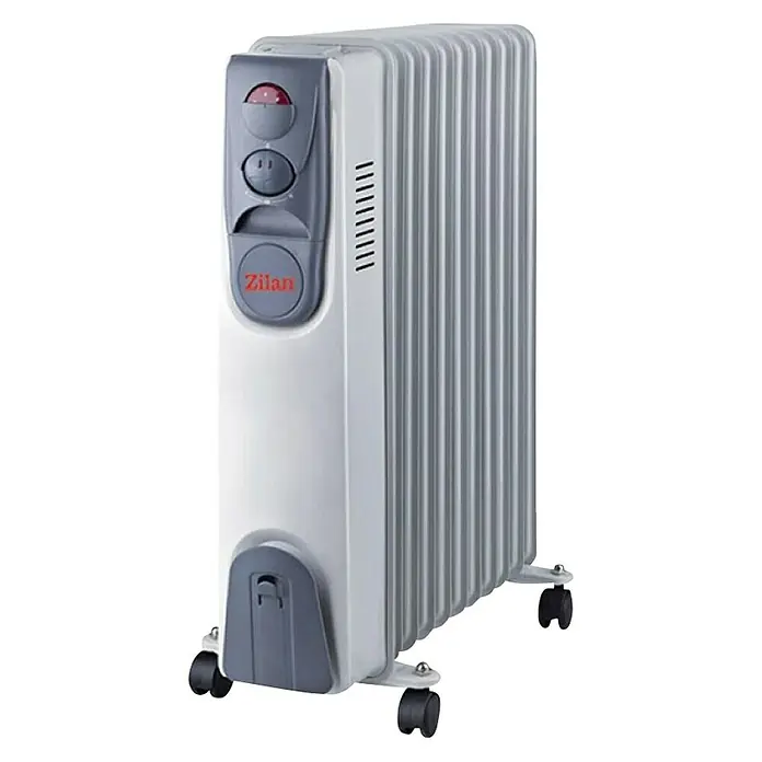 Uljni radijator - 2.500 W, Bijele boje, D x Š x V: 65 x 16 x 45 cm - Dijagonalni pogled