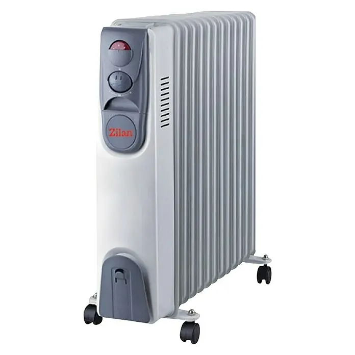 Uljni radijator - 2.500 W, Bijele boje, D x Š x V: 66 x 18 x 60 cm - Dijagonalni pogled