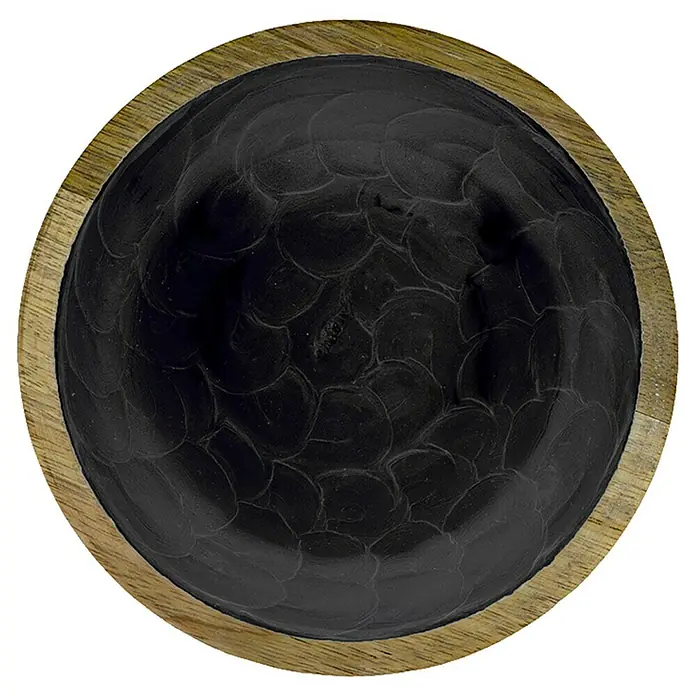 Schüssel Mangoholz - Grau, Ø x H: 15,5 x 6 cm, Rund - Ansicht von oben