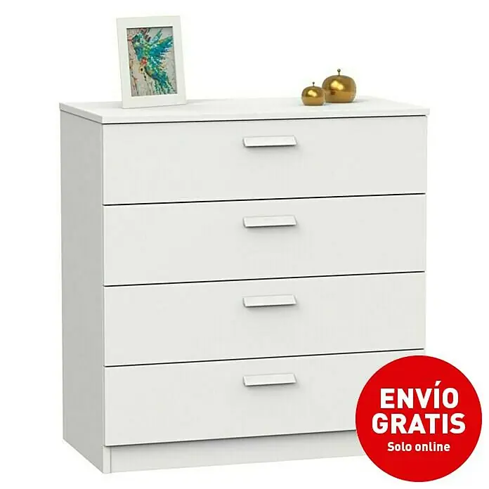 Muebles Pitarch Cómoda Tibet - L x An x Al: 40 x 74 x 78 cm, Blanco, Número de cajones: 4 ud. - Imagen de campaña