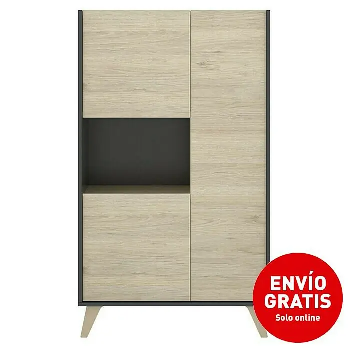 Aparador Ness - L x An x Al: 43 x 81 x 135 cm, Natural/Grafito - Imagen de campaña