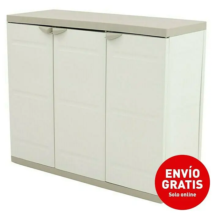 Plastiken Titanium Armario de PVC bajo - L x An x Al: 44 x 105 x 88 cm, Capacidad de carga: 20 kg/balda, Beige - Imagen de campaña