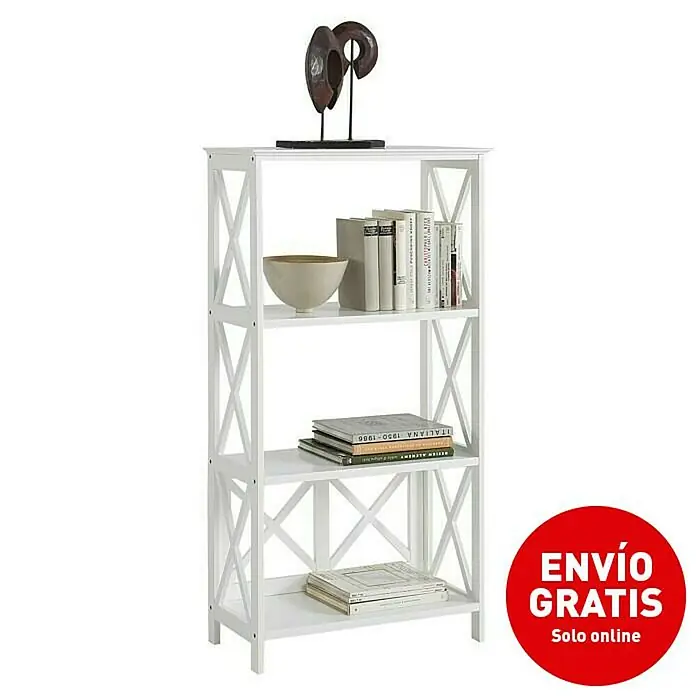Estantería de madera Victoria 4 baldas - An x Al: 60 x 111 cm, Madera, Blanco - Imagen de campaña