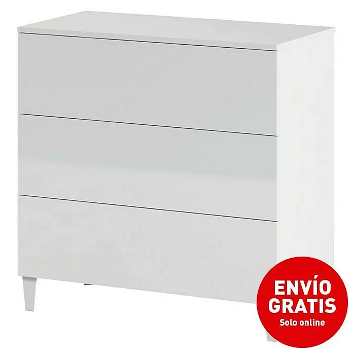 Cómoda Loft - L x An x Al: 40 x 80 x 80 cm, Blanco, Número de cajones: 3 ud. - Imagen de campaña