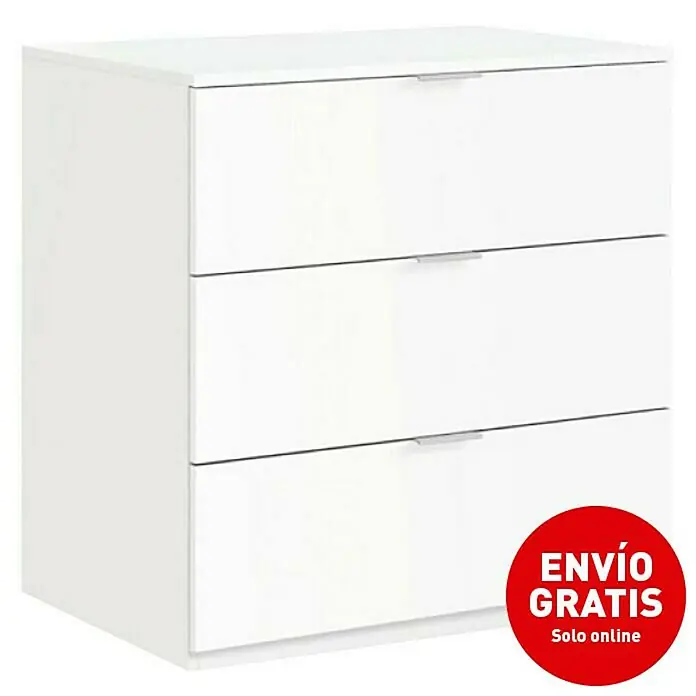 Cómoda Nerea - L x An x Al: 38 x 77 x 80 cm, Blanco, Número de cajones: 3 ud. - Imagen de campaña