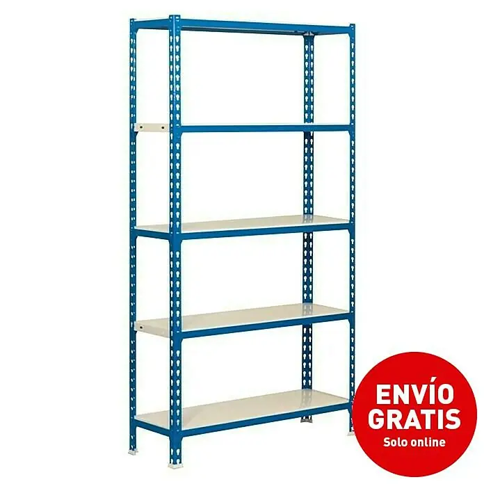 Simonrack Simonclick Estantería metálica - L x An x Al: 40 x 90 x 180 cm, Capacidad de carga: 180 kg/balda, Número de baldas: 5 ud., Inserción, Azul/Blanco - Imagen de campaña