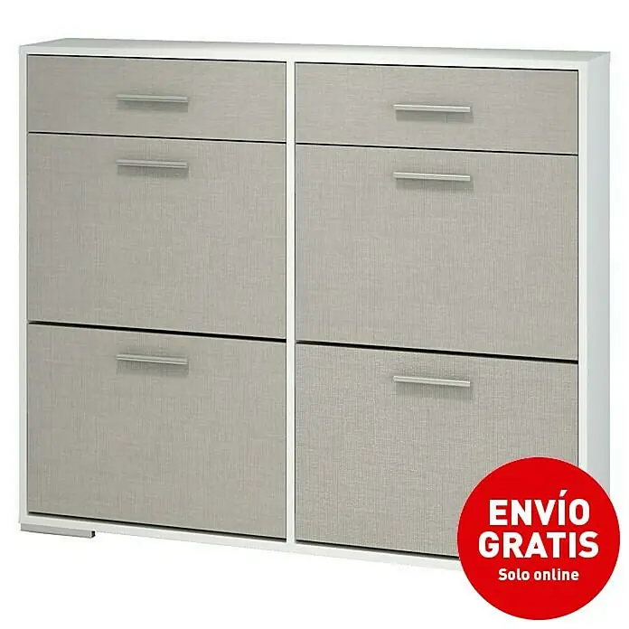 Zapatero Lino - L x An x Al: 27 x 116,8 x 99,7 cm, Blanco, Natural - Imagen de campaña