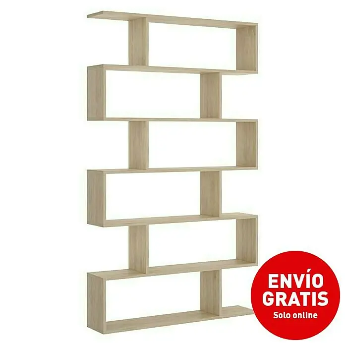 Estantería de madera Lis - An x Al: 80 x 190 cm, Melamina, Natural - Imagen de campaña