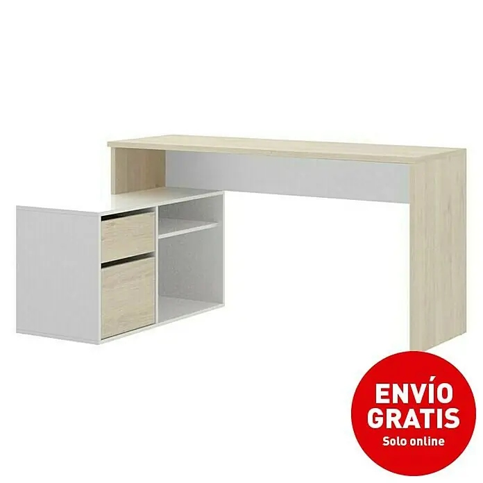 Mesa de escritorio Rox - L x An x Al: 92 x 139 x 75 cm, Natural/Blanco - Imagen de campaña
