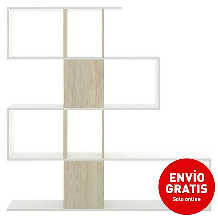 Estantería de madera Funk - L x Al: 29 x 145 cm, Melamina, Color madera/Blanco - Imagen de campaña