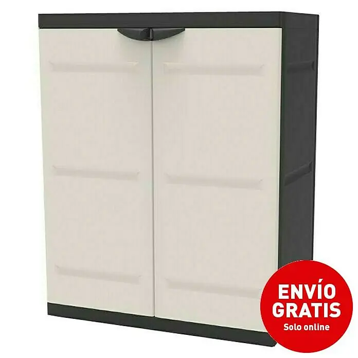 Plastiken Titanium Armario de PVC bajo - L x An x Al: 44 x 70 x 88 cm, Capacidad de carga: 20 kg/balda, Gris/Negro - Imagen de campaña