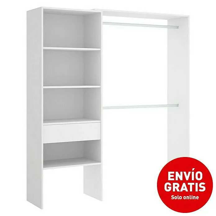 Mueble vestidor Suit - L x An x Al: 40 x 160 x 187 cm, Melamina, Blanco - Imagen de campaña