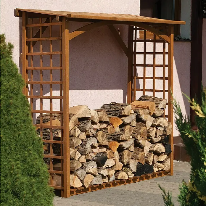 Kaminholzregal Spessart - 80 x 190 x 190 cm, Holz - Stimmungsaufnahme