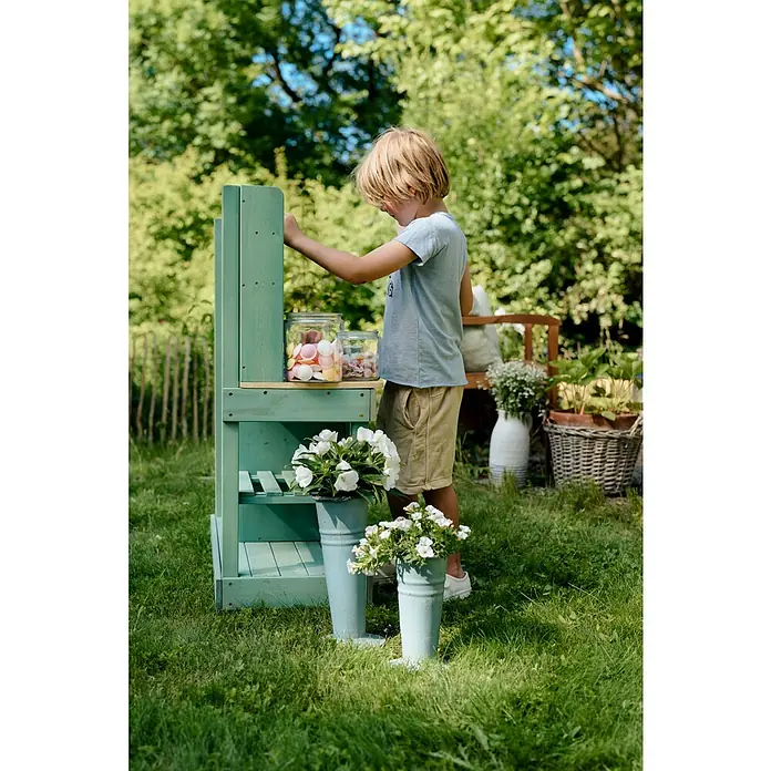 Muddy Buddy Matschküche Explorer - L x B x H: 102 x 40 x 105 cm, Zypresse, Salbeigrün - Anwendungsbeispiel