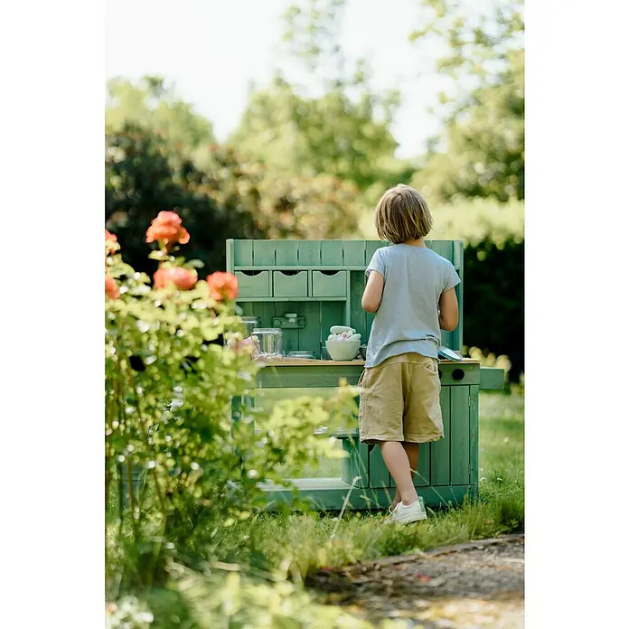 Muddy Buddy Matschküche Explorer - L x B x H: 102 x 40 x 105 cm, Zypresse, Salbeigrün - Anwendungsbeispiel