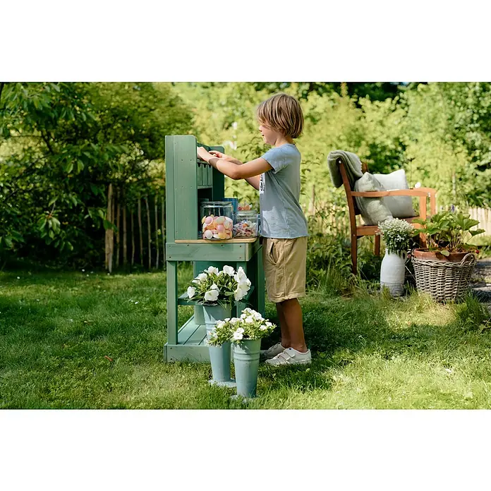 Muddy Buddy Matschküche Explorer - L x B x H: 102 x 40 x 105 cm, Zypresse, Salbeigrün - Anwendungsbeispiel