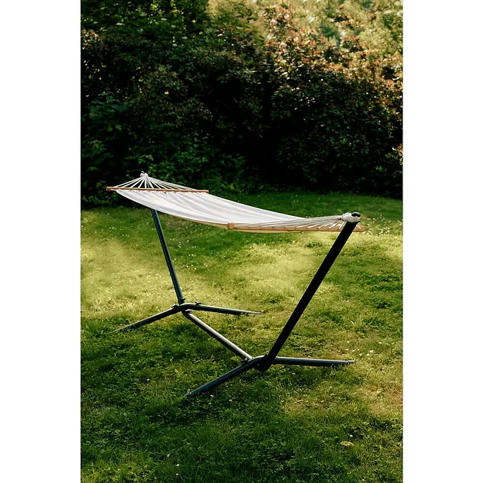Hängematte mit Gestell - Beige, Länge Liegefläche: 200 cm, Breite Liegefläche: 100 cm - Stimmungsaufnahme