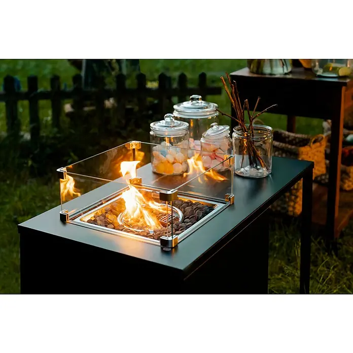 MWH Feuerstelle Palermo - 55 x 100 x 79 cm, Aluminium, Schwarz - Stimmungsaufnahme
