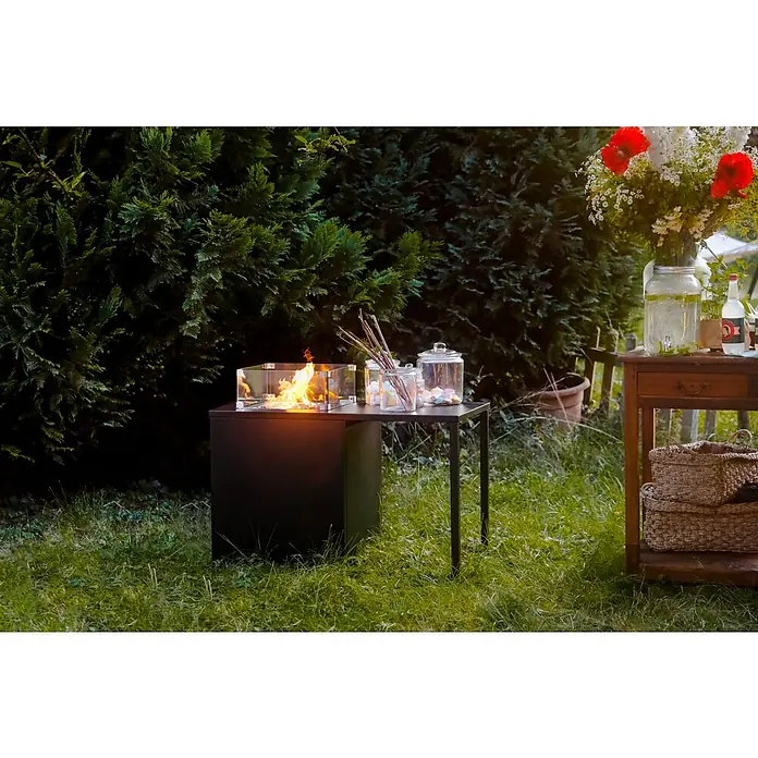 MWH Feuerstelle Palermo - 55 x 100 x 79 cm, Aluminium, Schwarz - Stimmungsaufnahme
