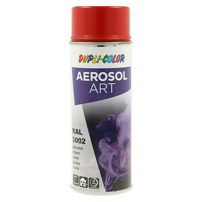 Dupli-Color Aerosol Art Lak za raspršivanje RAL 3002 - Karmin crvene boje, 400 ml, Sjaj - Pogled sprijeda