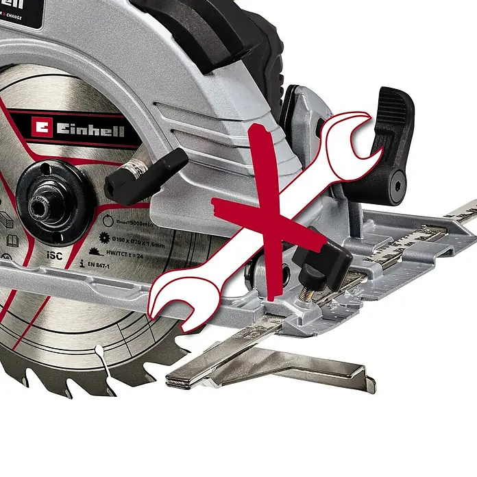 Einhell Power X-Change Akku-Handkreissäge TE-CS 18/190 Li BL-Solo - 18 V, Ohne Akku, Leerlaufdrehzahl: 0 U/min - 3.800 U/min - Detailaufnahme