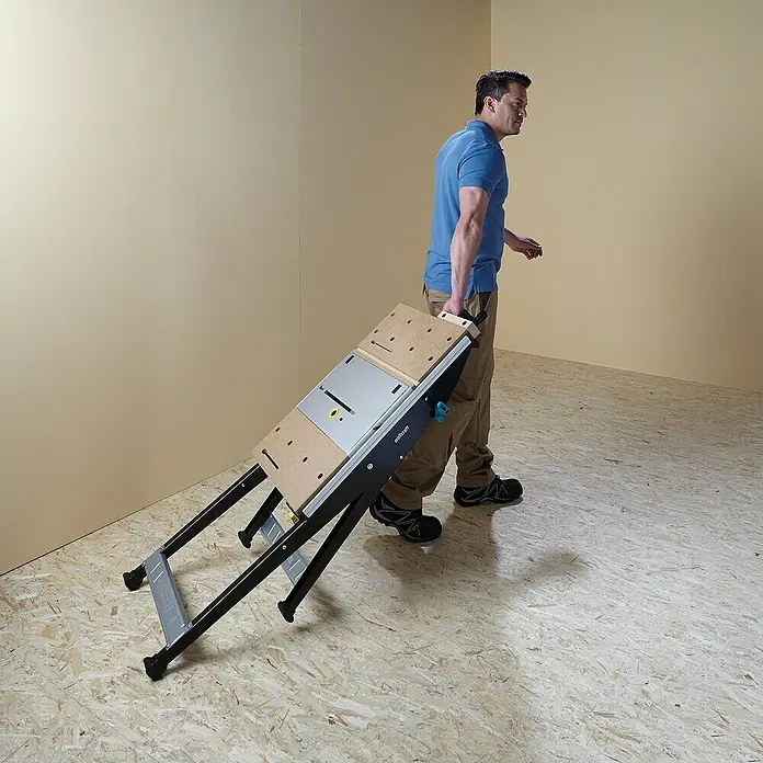 Wolfcraft Master Cut Arbeitstisch 1500 - 64 - 94 x 86,5 cm, MDF-Platte 495 x 500 x 23 mm, Maschinen-Platte 285 x 500 mm, Größe Arbeitstisch: 78 x 50 cm - Anwendungsbeispiel