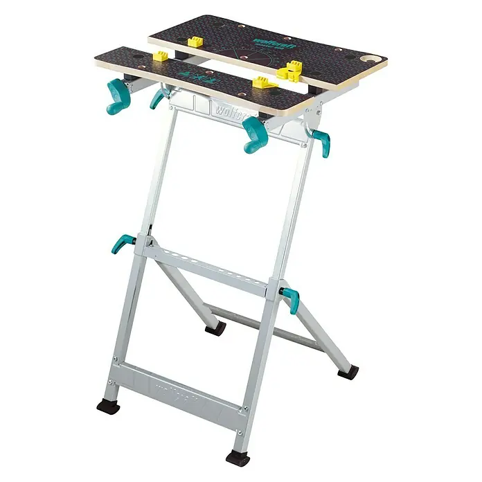 Wolfcraft Master Spann- & Arbeitstisch Master 600 - Arbeitshöhe: 780 mm - 950 mm, Größe Arbeitstisch: 65 x 42 cm - Diagonale Ansicht
