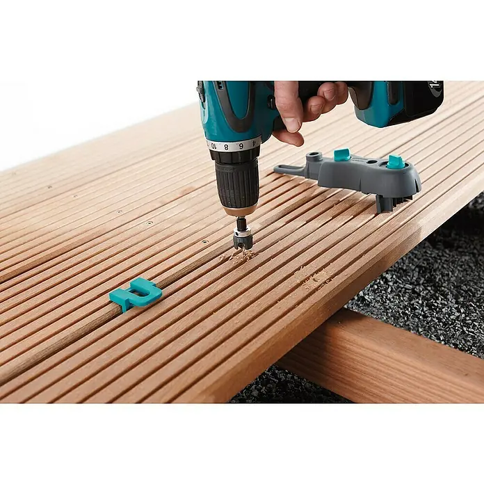Wolfcraft Terrassenbau-Set - 10 -tlg., Geeignet für: Terrassendielen bis zu 20 cm Breite - Anwendungsbeispiel