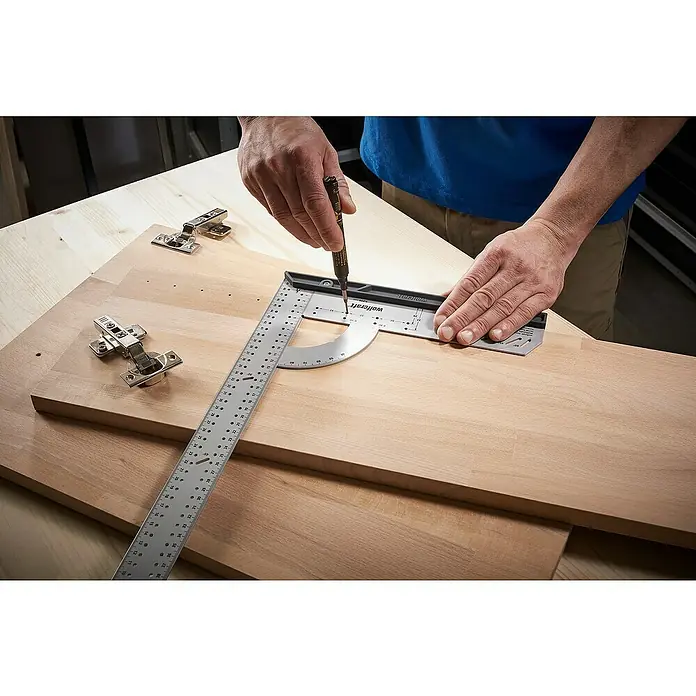 Wolfcraft Universalwinkel - 500 x 280 mm, 90 °, Wechselbarer Anschlag - Anwendungsbeispiel