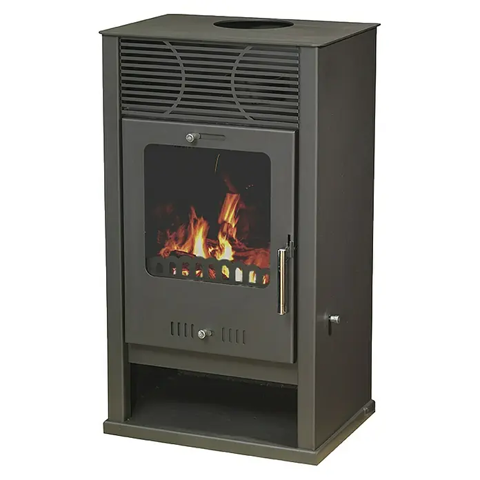 Estufa de leña Celia Iron - 7,7 kW, Volumen de calefacción: 140 m³, Gris fundido - Vista angular