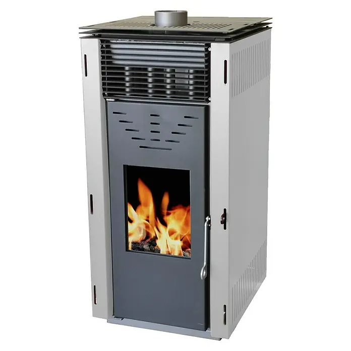 Estufa de pellets Cero REM - 10 kW, Volumen de calefacción: 200 m³, Negro/Blanco - Vista angular
