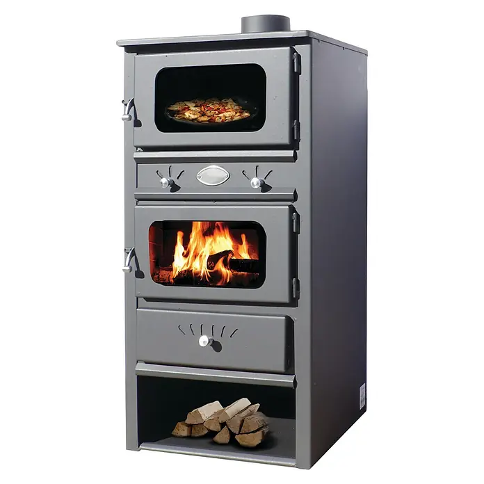 Estufa de leña Amalfi horno - 8 kW, Volumen de calefacción: 142 m³, Antracita - Vista angular