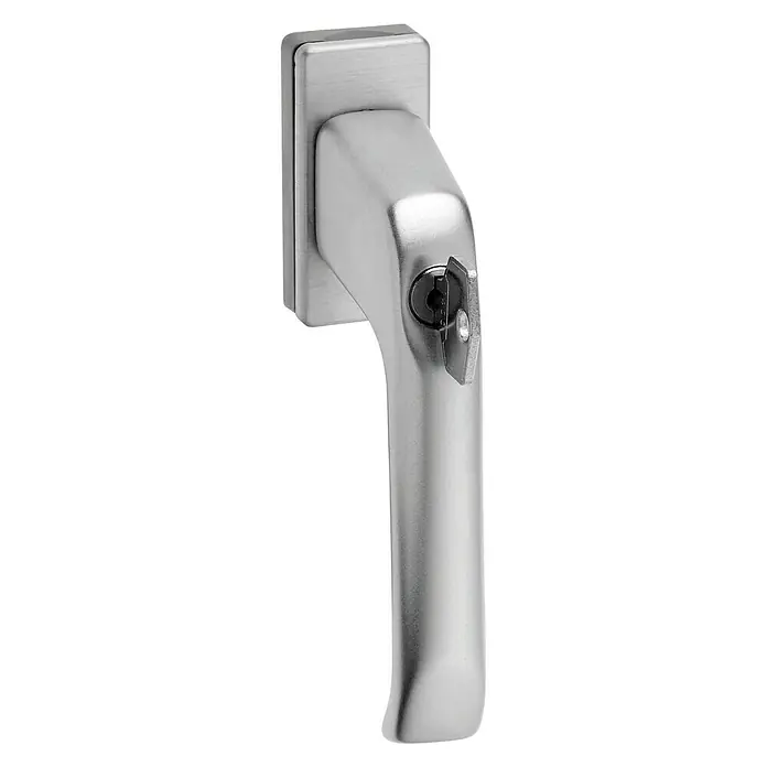 Portaferm Fenstergriff - Vierkantstift: 7 mm, Silber, Universell einsetzbar, Druckzylinder - Diagonale Ansicht