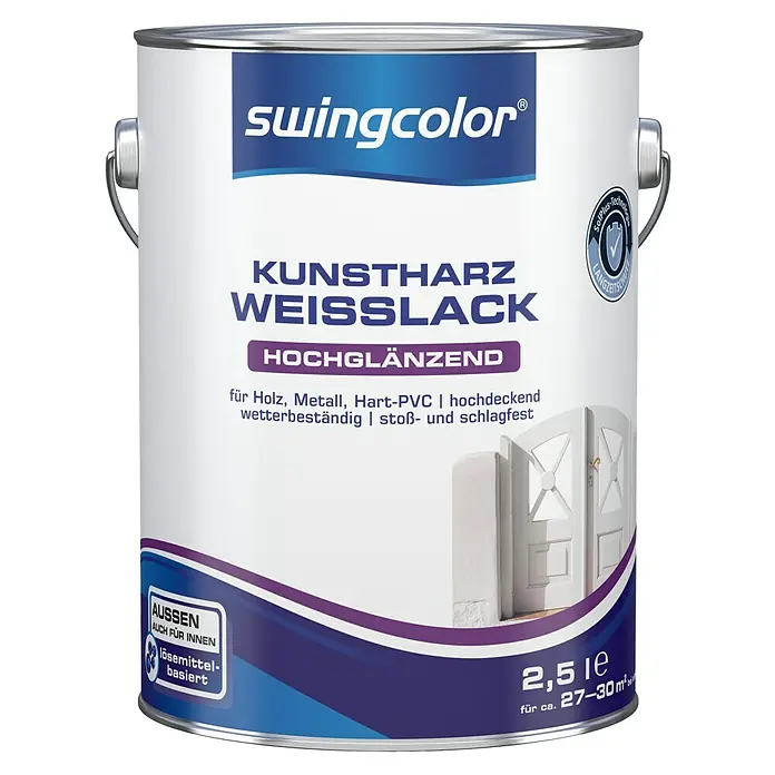swingcolor Weißlack - Weiß, 2,5 l, Hochglänzend - Vorderansicht