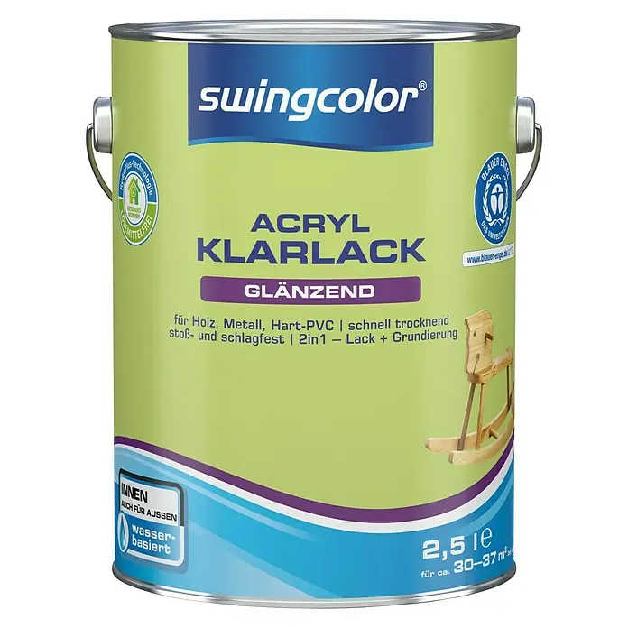 swingcolor Klarlack Acryl - Farblos, 2,5 l, Glänzend - Vorderansicht