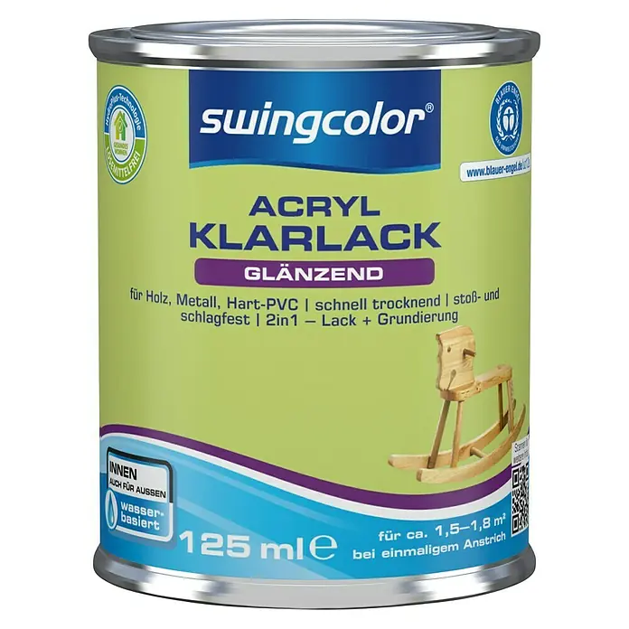 swingcolor Klarlack Acryl - Farblos, 125 ml, Glänzend - Vorderansicht