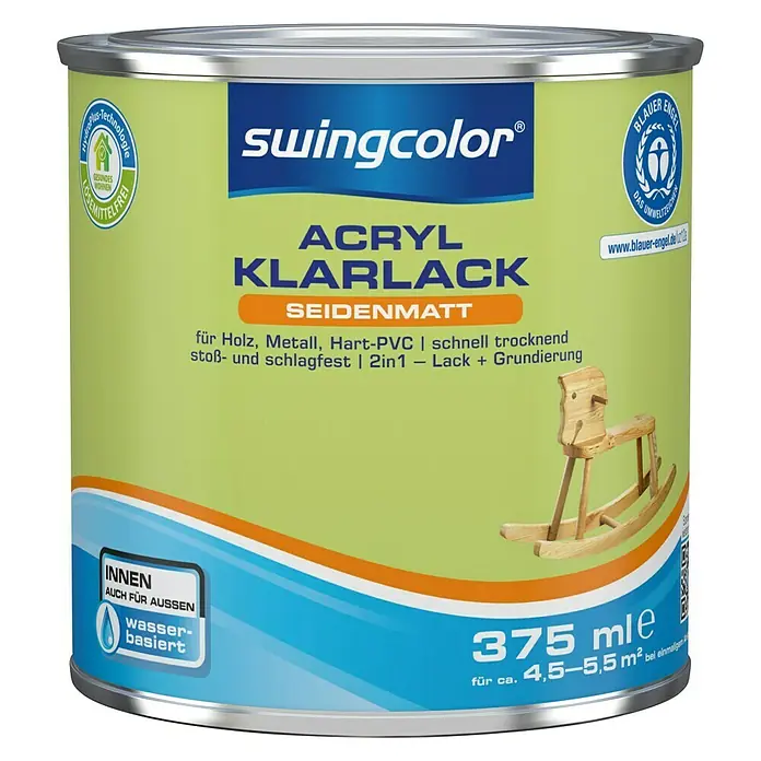 swingcolor Klarlack Acryl - Farblos, 375 ml, Seidenmatt - Vorderansicht