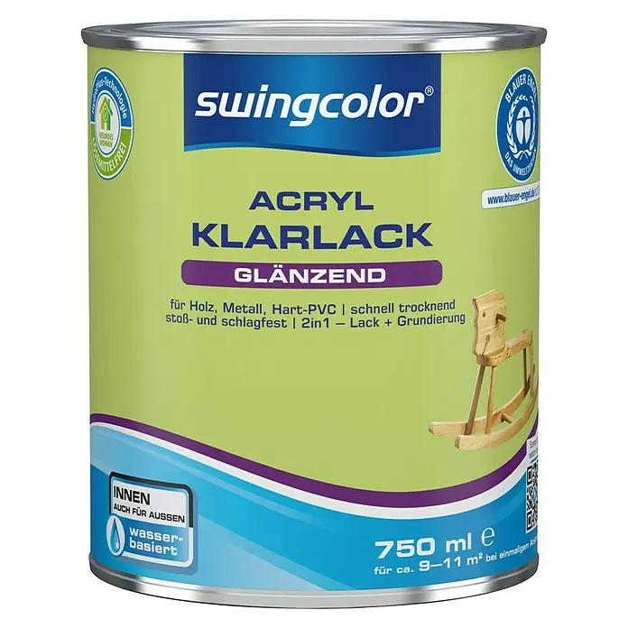 swingcolor Klarlack Acryl - Farblos, 750 ml, Glänzend - Vorderansicht