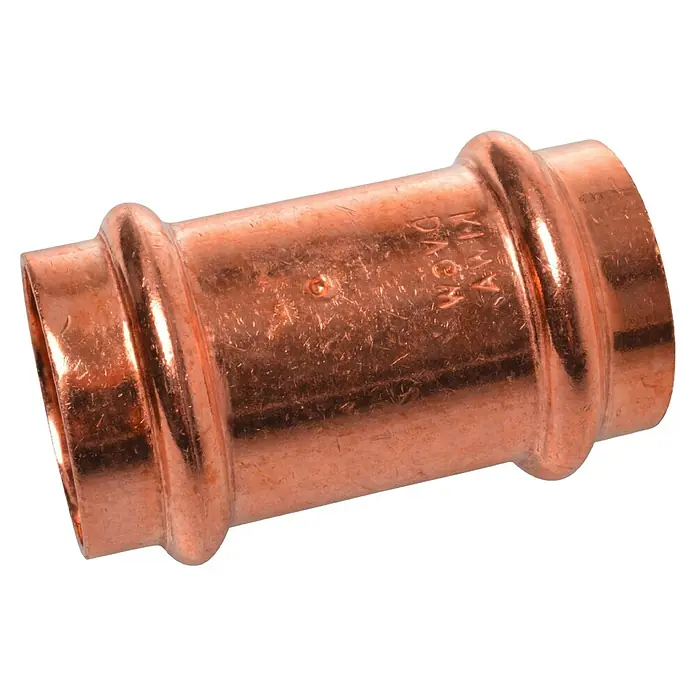 Kupfer-Pressmuffe CU - Durchmesser: 12 mm, Presskontur: V - Diagonale Ansicht