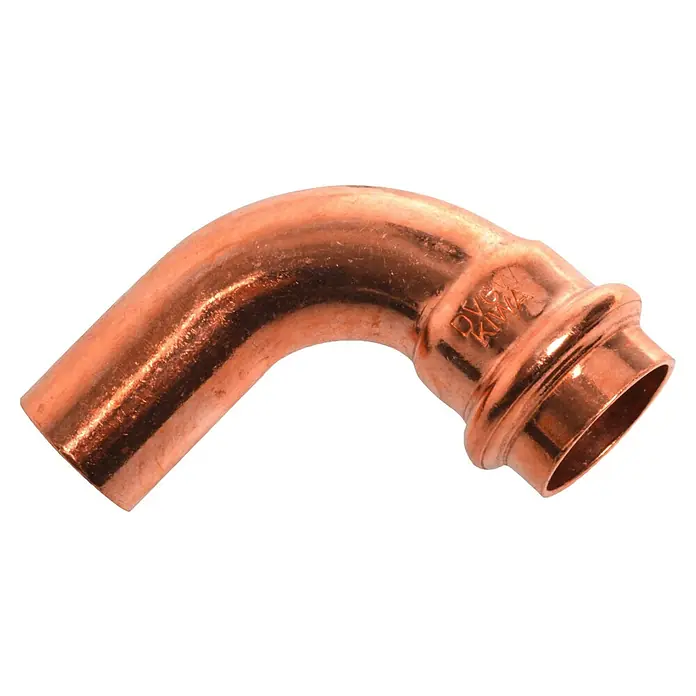 Kupfer-Pressbogen IA - Durchmesser: 12 mm, Winkel: 90 °, Presskontur: V - Vorderansicht