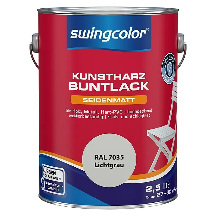swingcolor Buntlack Kunstharz für Außen - Schokobraun, 2,5 l, Seidenmatt, Lösemittelbasiert - Vorderansicht
