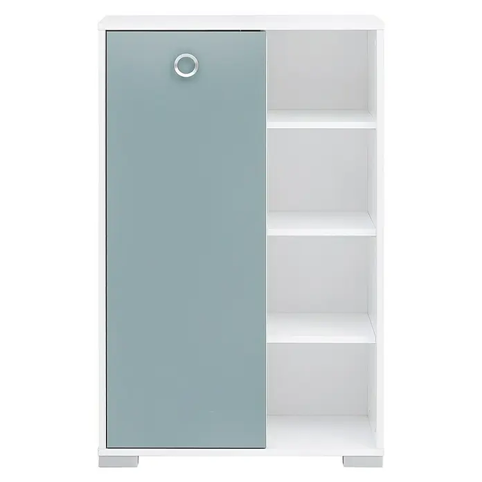 Schildmeyer Kimi Highboard - 65 x 33 x 105 cm, Weiß, Taubenblau - Vorderansicht