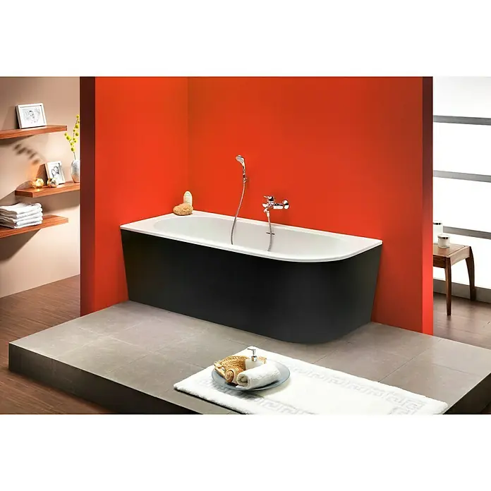 Ottofond Freistehende Badewanne Siesta Corner - Rechtsseitig, 178 x 78 cm, Sanitäracryl, Schwarz/Weiß - Vorderansicht