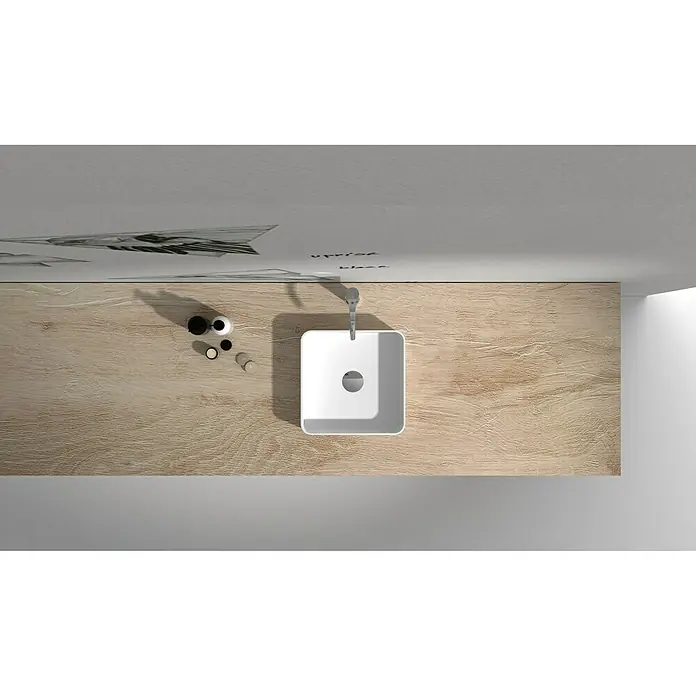 Camargue Lavabo Molí - 38 x 38 cm, Con esmalte antibacteriano, Blanco