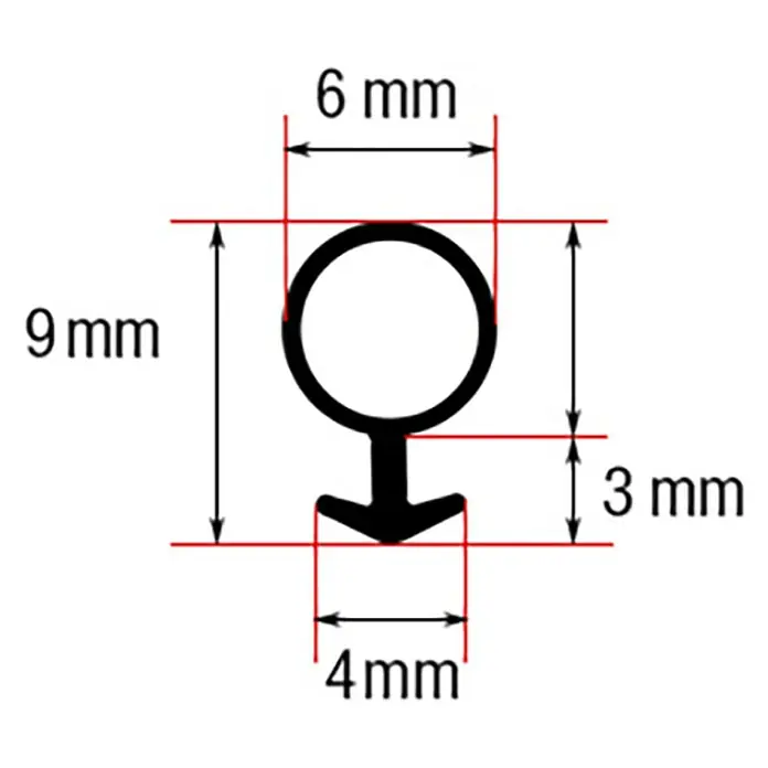 Dollex Fensterdichtung 005-03 - Schwarz, 6 m, Passend für: Spaltenbreiten 2 - 5 mm - Detailaufnahme