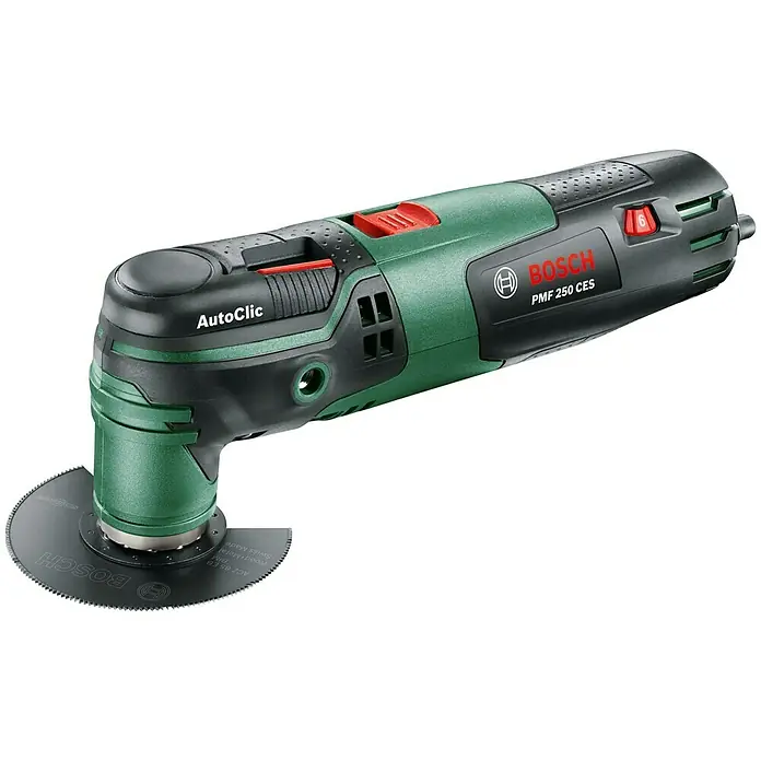Bosch Multiherramienta PMF 250 CES - 250 W, Ángulo de oscilación: 2,8°, Alojamiento de herramienta: Sistema STARLOCK - Vista frontal